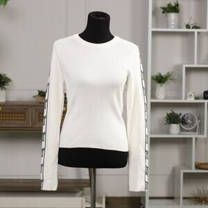 NWT Juicy Couture Ribbed Crewneck Logo Sleeve Top Y2K Iconic Sporty Chic Size L